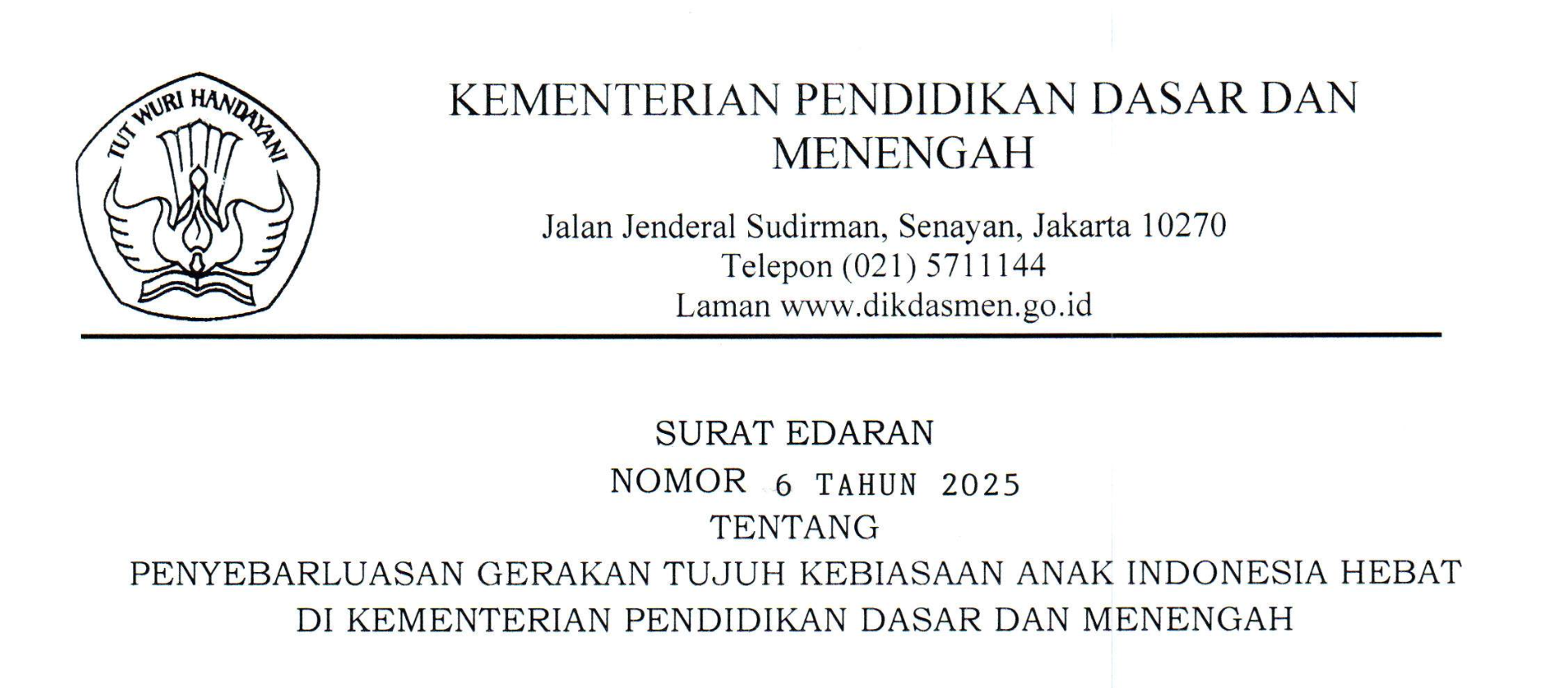 PENYEBARLUASAN GERAKAN TUJUH KEBIASAAN ANAK INDONESIA HEBAT DI KEMENTERIAN PENDIDIKAN DASAR DAN MENENGAH